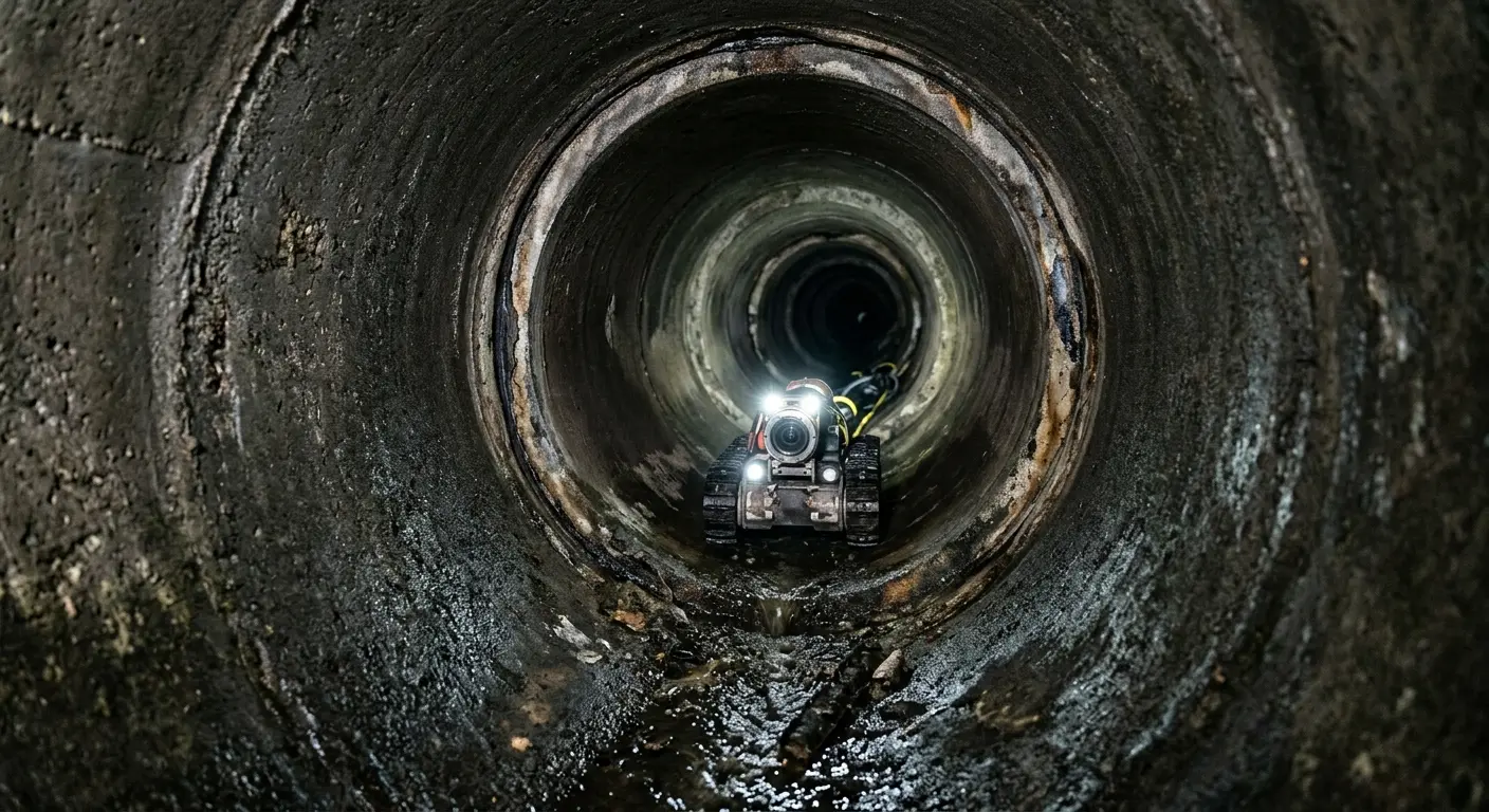 Robotic sewer camera inspecting pipe interior for Sewer Line Cleaning in Western Springs